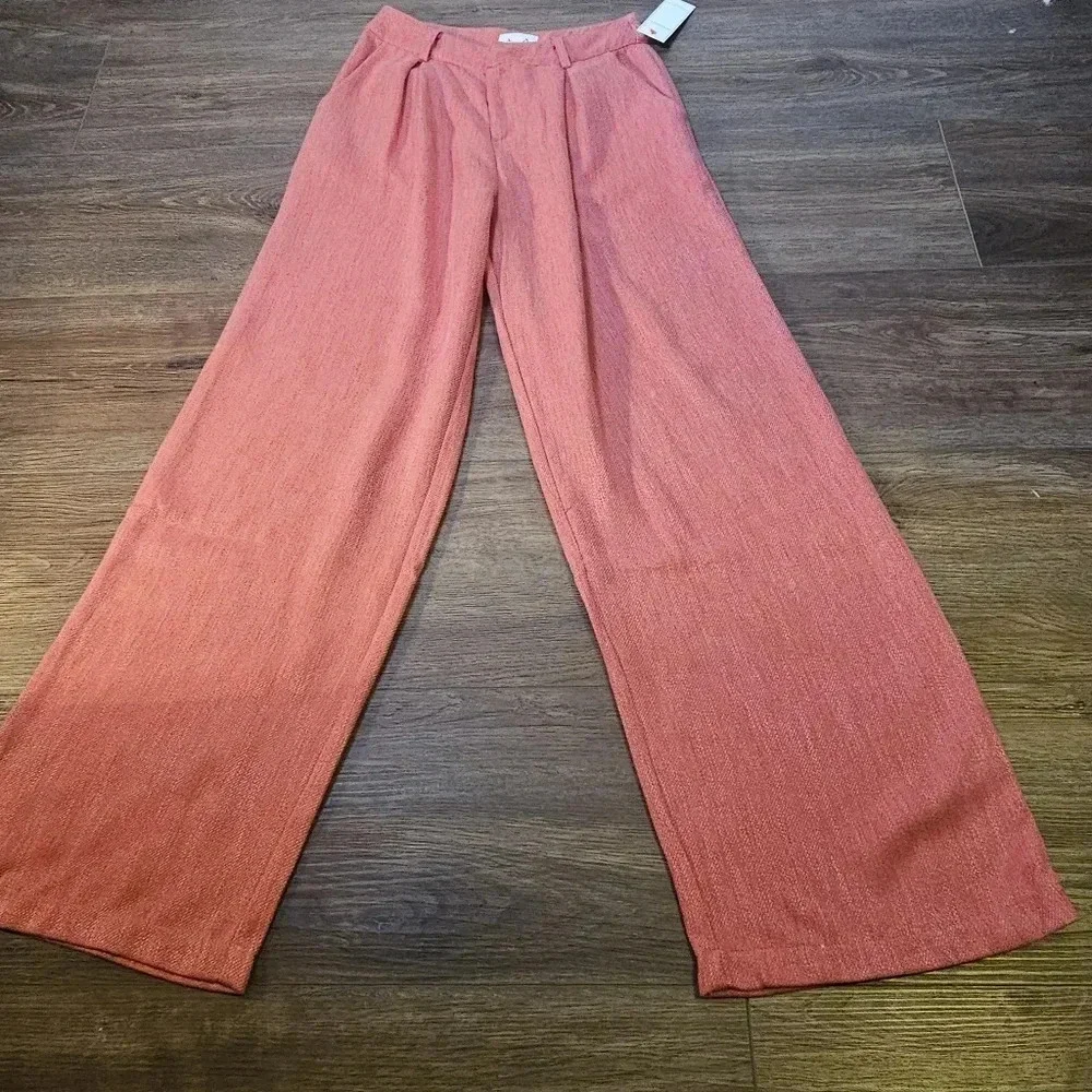 Aura Business Girl Porcelain Rose  Pants SZ M Wide Leg, Career, Preppy